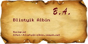 Blistyik Albin névjegykártya